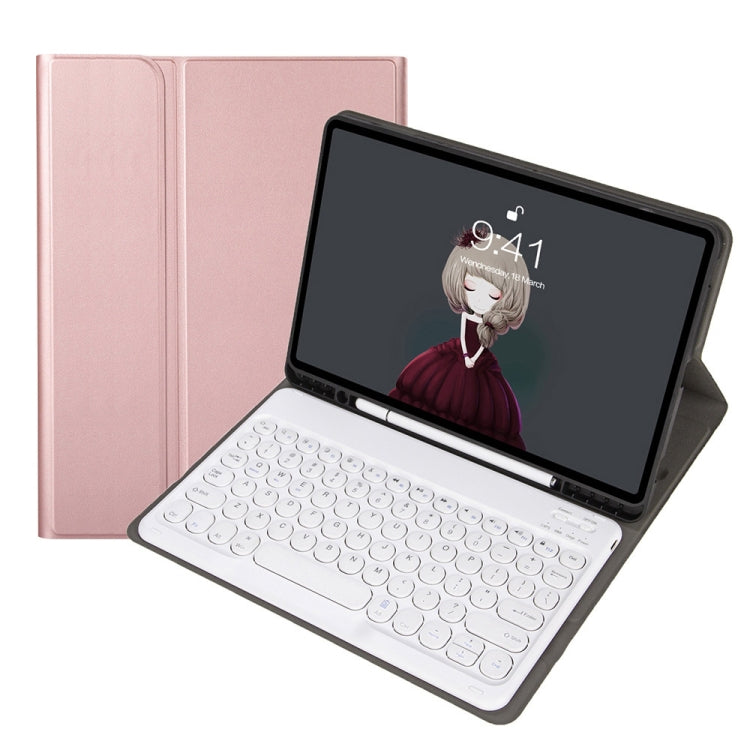 YA700B Lambskin Texture Voltage Round Keycap Bluetooth Keyboard Leather Case For Samsung Galaxy Tab S8 11 inch SM-X700 / SM-X706 & S7 11 inch SM-X700 / SM-T875