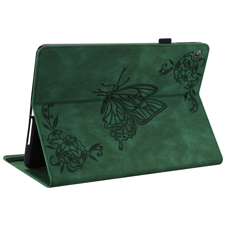 For Amazon Kindle Fire HD 10 2019 / 2017 Butterfly Flower Embossed Leather Tablet Case