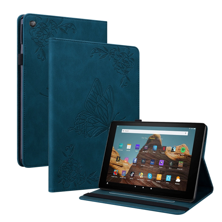 For Amazon Kindle Fire HD 10 2019 / 2017 Butterfly Flower Embossed Leather Tablet Case