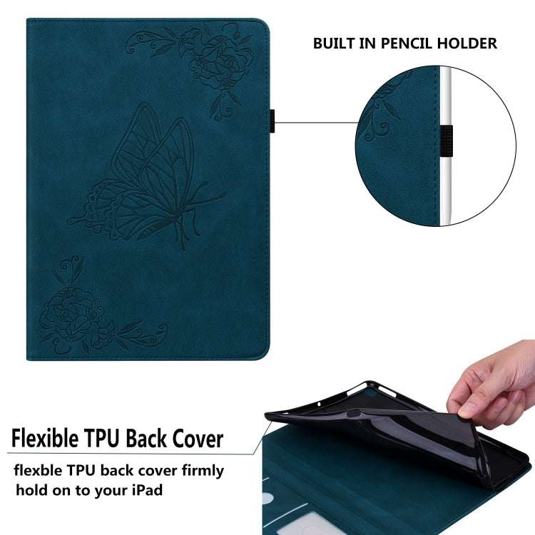 For Amazon Kindle Fire HD 10 2019 / 2017 Butterfly Flower Embossed Leather Tablet Case
