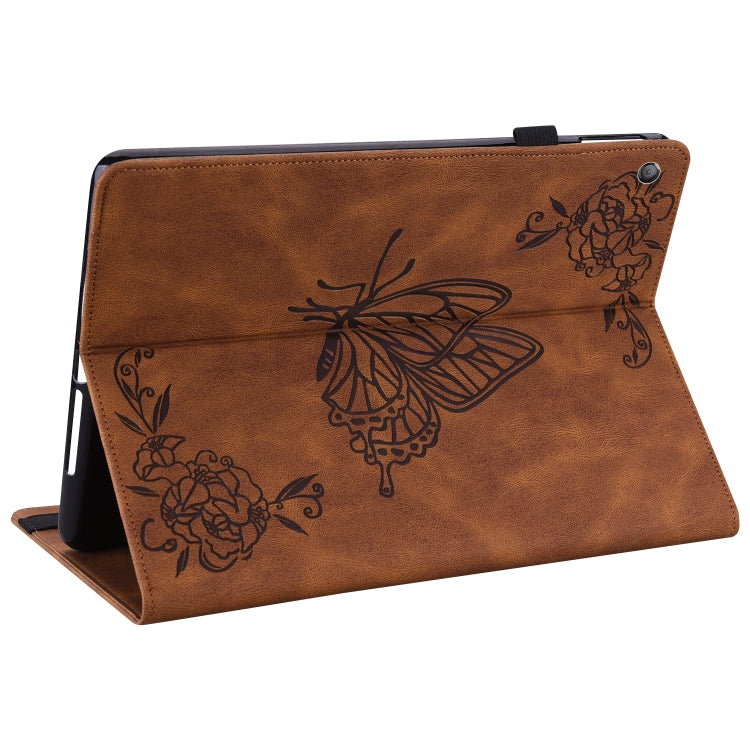 For Amazon Kindle Fire HD 10 2019 / 2017 Butterfly Flower Embossed Leather Tablet Case