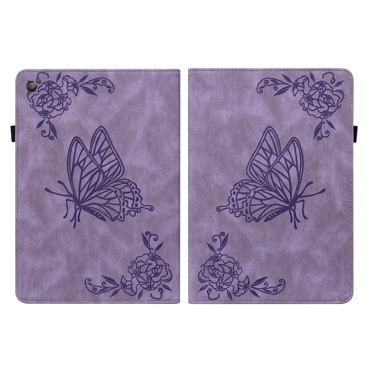For Amazon Kindle Fire HD 10 2019 / 2017 Butterfly Flower Embossed Leather Tablet Case