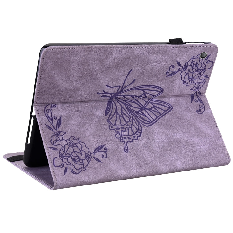 For Amazon Kindle Fire HD 10 2019 / 2017 Butterfly Flower Embossed Leather Tablet Case
