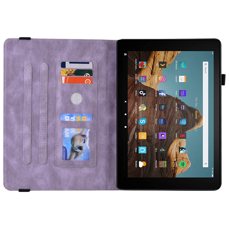 For Amazon Kindle Fire HD 10 2019 / 2017 Butterfly Flower Embossed Leather Tablet Case