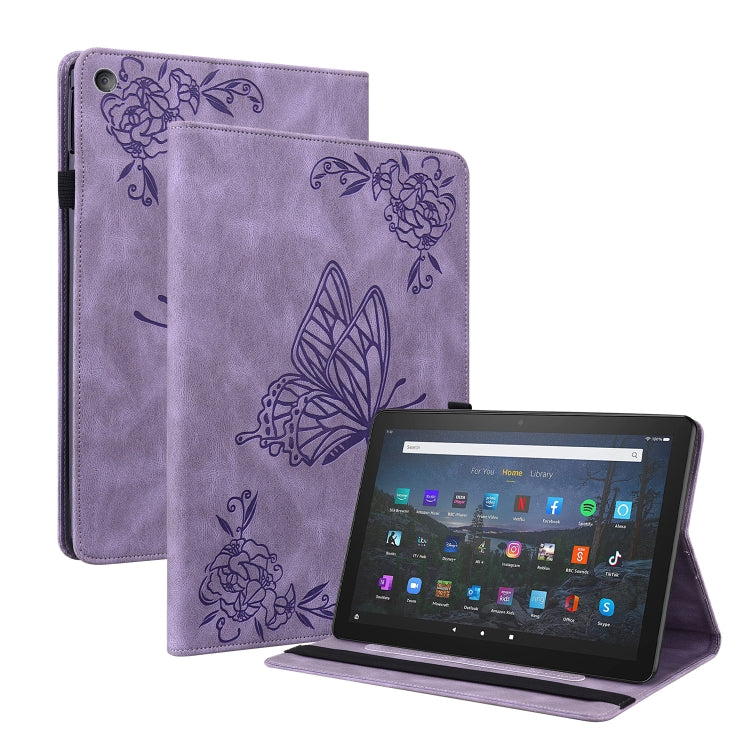 For Amazon Kindle Fire HD 8 2018/2017/2016/2015 Butterfly Flower Embossed Leather Tablet Case