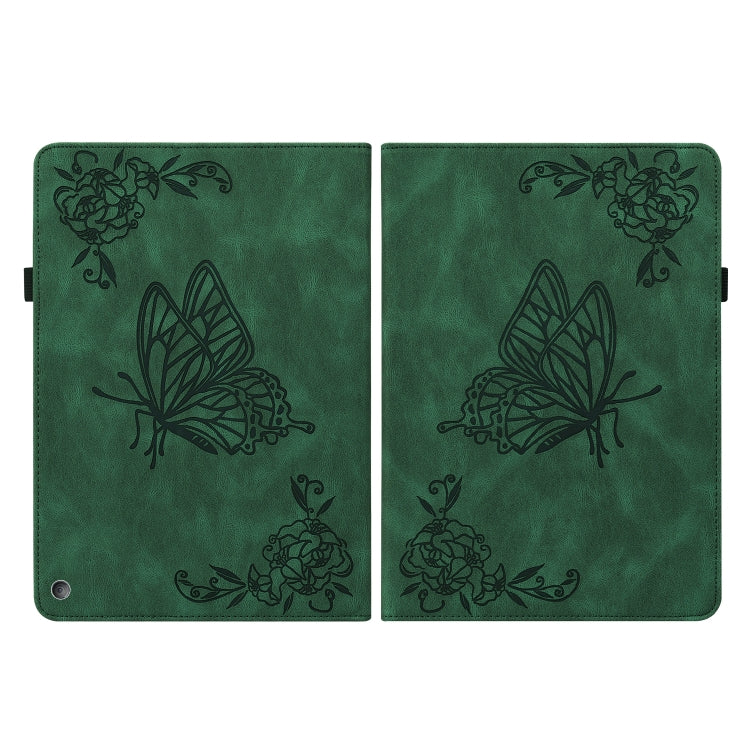For Amazon Kindle Fire HD 10 2021 / 10 Plus 2021 Butterfly Flower Embossed Leather Tablet Case