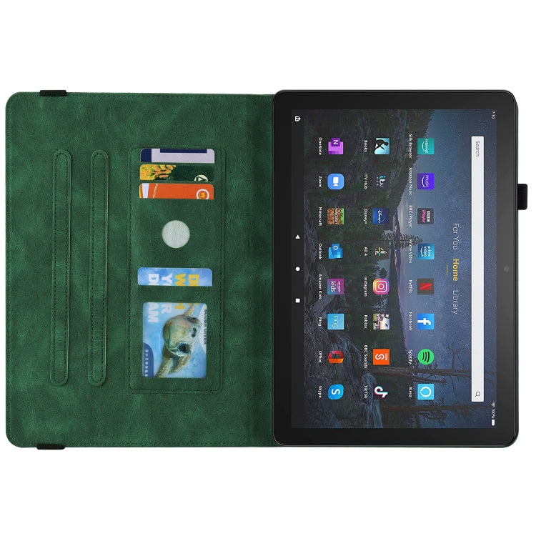 For Amazon Kindle Fire HD 10 2021 / 10 Plus 2021 Butterfly Flower Embossed Leather Tablet Case