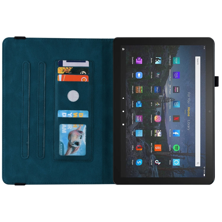 For Amazon Kindle Fire HD 10 2021 / 10 Plus 2021 Butterfly Flower Embossed Leather Tablet Case