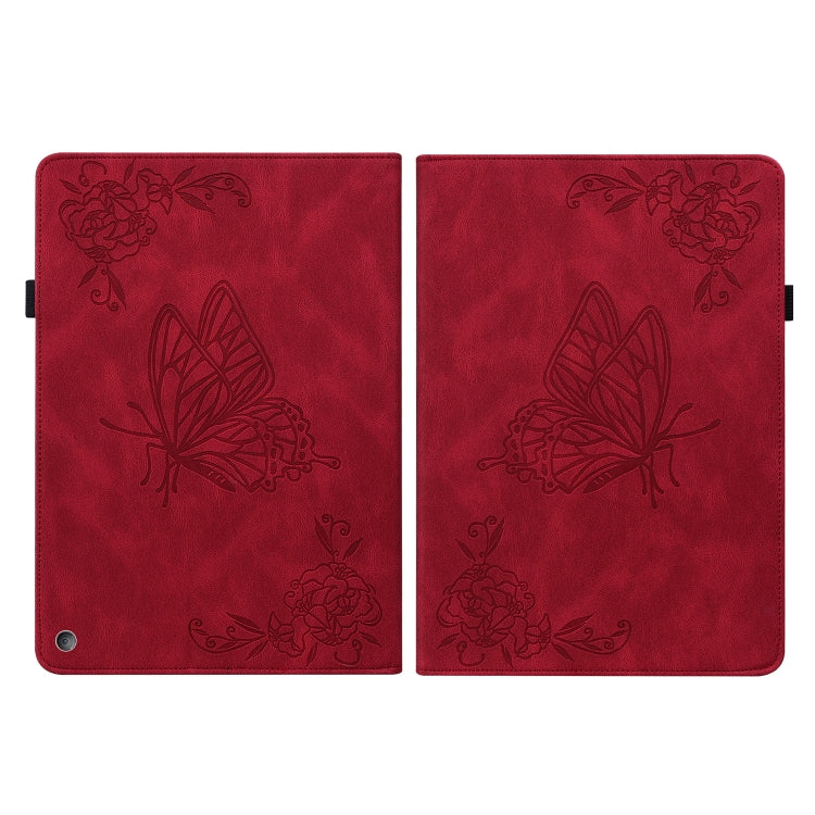 For Amazon Kindle Fire HD 10 2021 / 10 Plus 2021 Butterfly Flower Embossed Leather Tablet Case