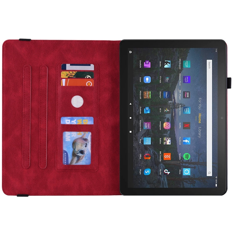 For Amazon Kindle Fire HD 10 2021 / 10 Plus 2021 Butterfly Flower Embossed Leather Tablet Case