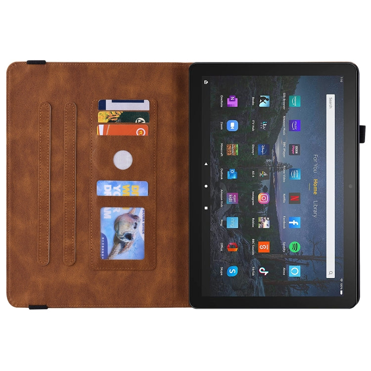 For Amazon Kindle Fire HD 10 2021 / 10 Plus 2021 Butterfly Flower Embossed Leather Tablet Case