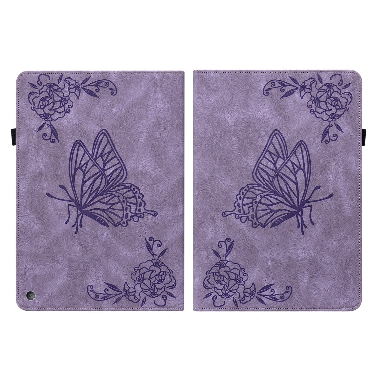 For Amazon Kindle Fire HD 10 2021 / 10 Plus 2021 Butterfly Flower Embossed Leather Tablet Case