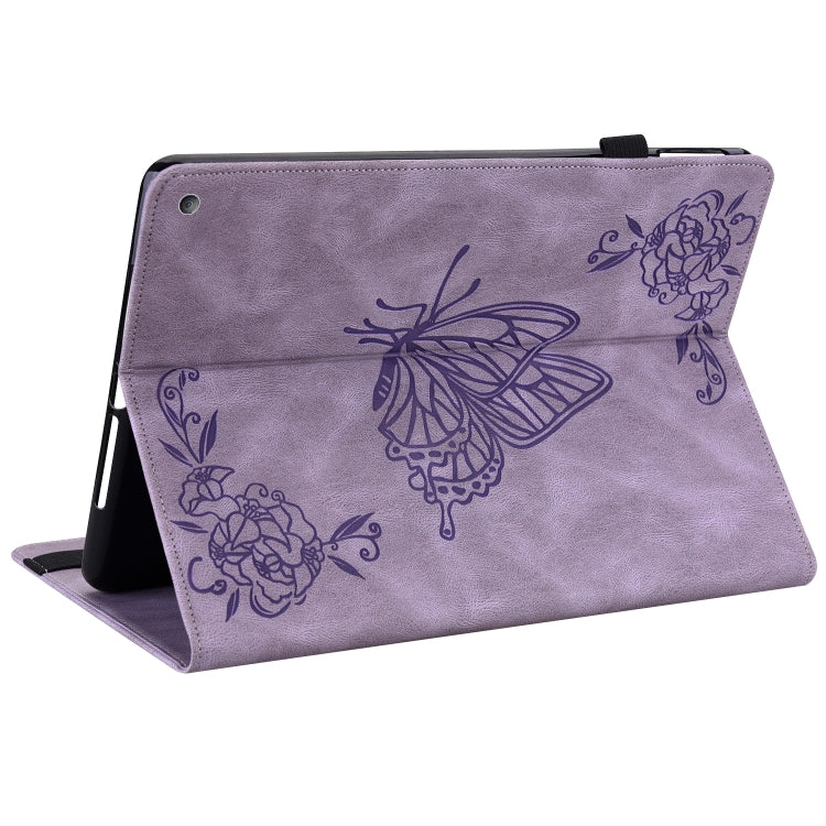 For Amazon Kindle Fire HD 10 2021 / 10 Plus 2021 Butterfly Flower Embossed Leather Tablet Case
