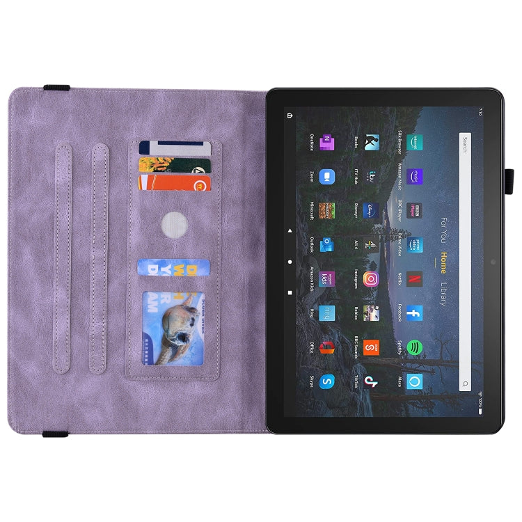 For Amazon Kindle Fire HD 10 2021 / 10 Plus 2021 Butterfly Flower Embossed Leather Tablet Case