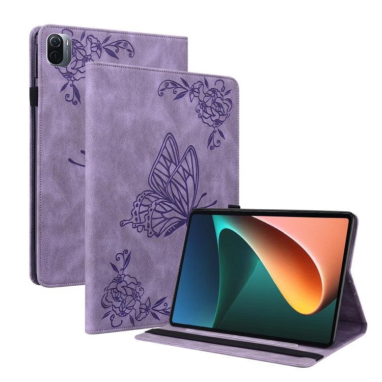 For Xiaomi Pad 5 / 5 Pro Butterfly Flower Embossed Leather Tablet Case