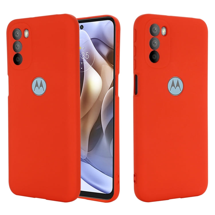 For Motorola Moto G51 5G Pure Color Liquid Silicone Shockproof Full Coverage Phone Case