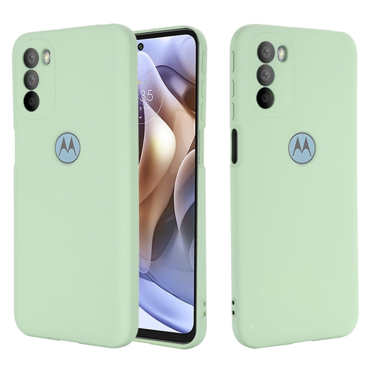 For Motorola Moto G51 5G Pure Color Liquid Silicone Shockproof Full Coverage Phone Case