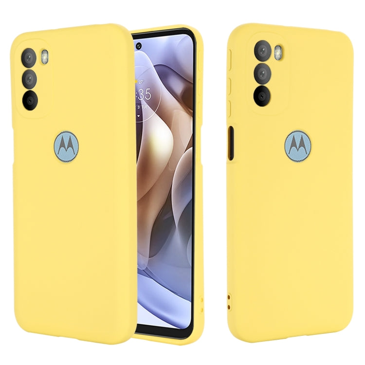 For Motorola Moto G51 5G Pure Color Liquid Silicone Shockproof Full Coverage Phone Case