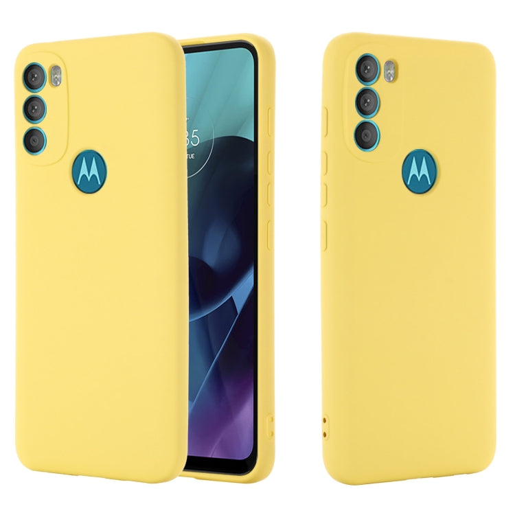 For Motorola Moto G71 5G Pure Color Liquid Silicone Shockproof Full Coverage Phone Case