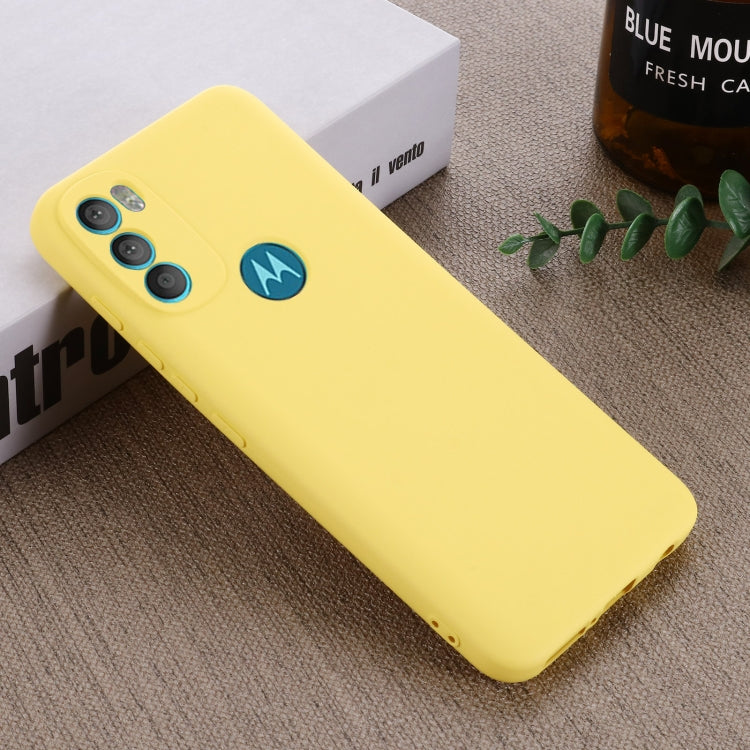 For Motorola Moto G71 5G Pure Color Liquid Silicone Shockproof Full Coverage Phone Case