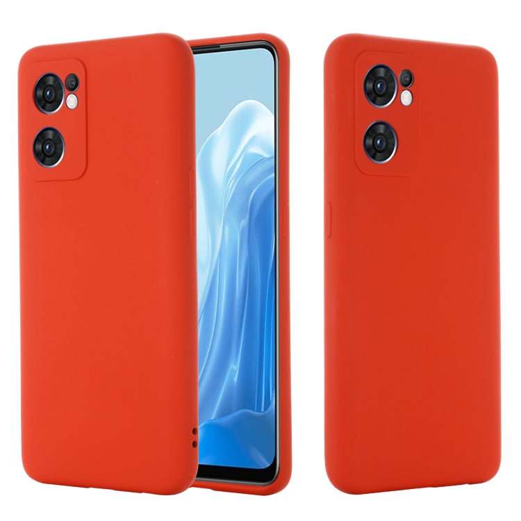 For OPPO Reno7 5G Global / Find X5 Lite Pure Color Liquid Silicone Shockproof Full Coverage Phone Case
