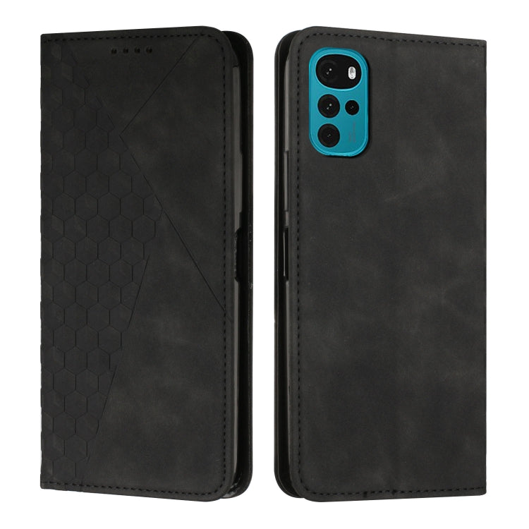 For Motorola Moto G22 Diamond Splicing Skin Feel Magnetic Leather Phone Case