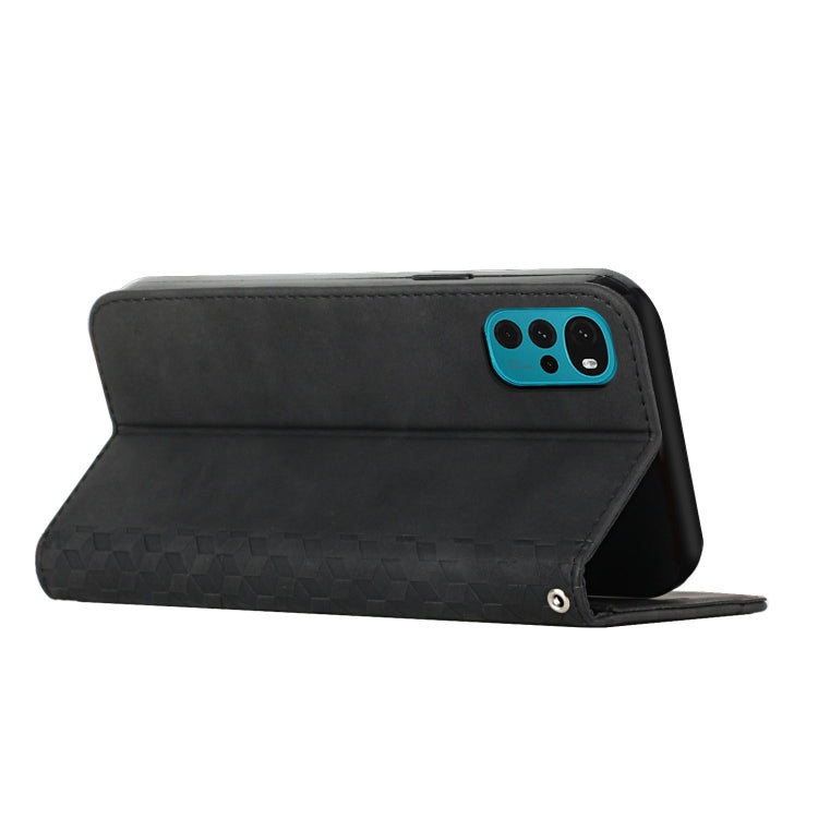 For Motorola Moto G22 Diamond Splicing Skin Feel Magnetic Leather Phone Case