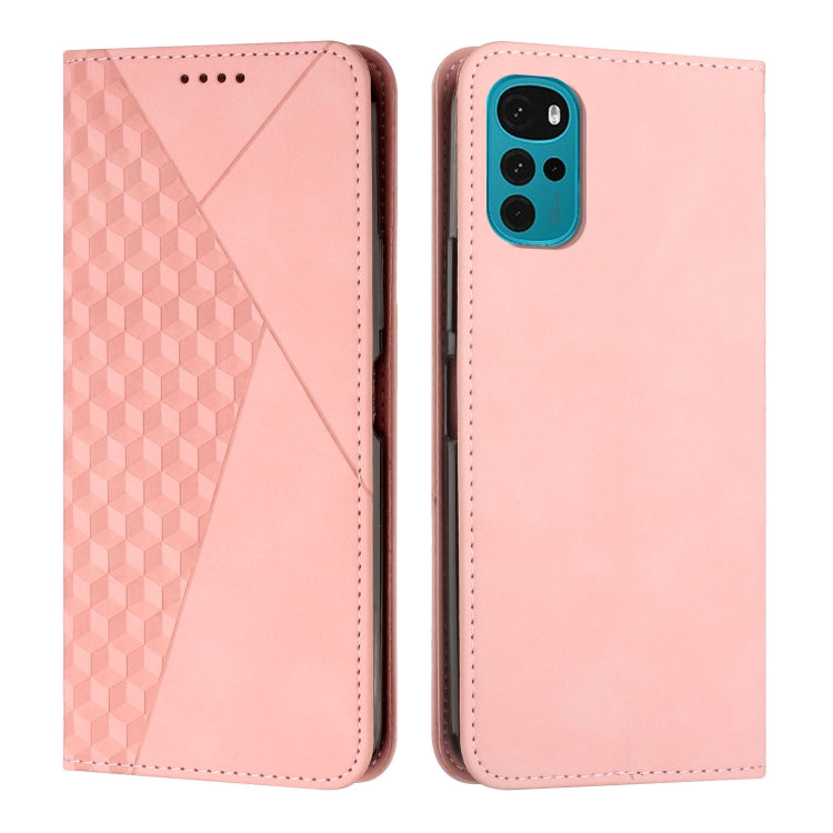 For Motorola Moto G22 Diamond Splicing Skin Feel Magnetic Leather Phone Case