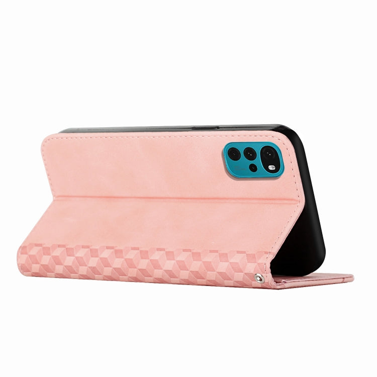 For Motorola Moto G22 Diamond Splicing Skin Feel Magnetic Leather Phone Case