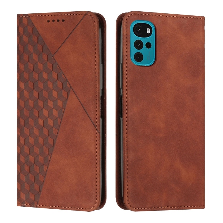 For Motorola Moto G22 Diamond Splicing Skin Feel Magnetic Leather Phone Case