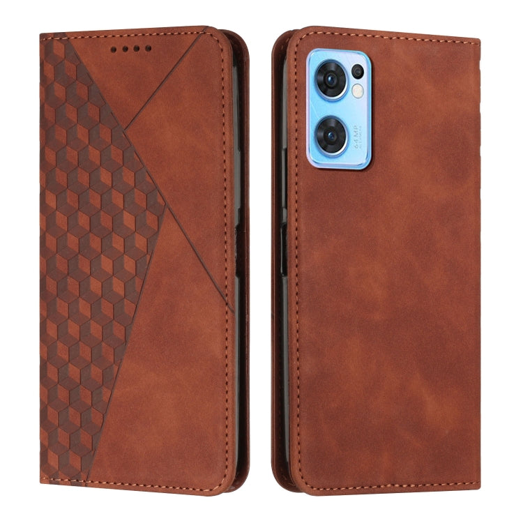 For OPPO Reno7 5G Global/ Find X5 Lite Diamond Splicing Skin Feel Magnetic Leather Phone Case