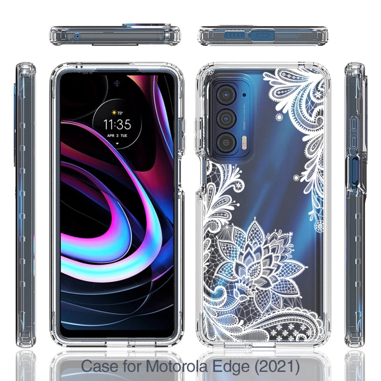 For Motorola Edge 2021 PC+TPU Transparent Painted Phone Case