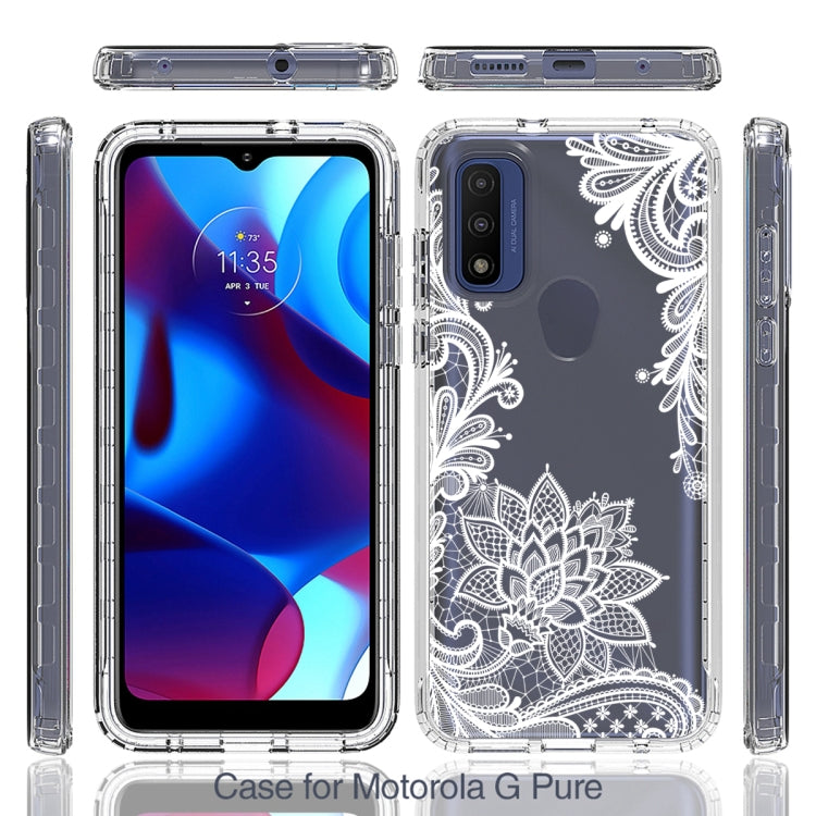 For Motorola Moto G Pure PC+TPU Transparent Painted Phone Case
