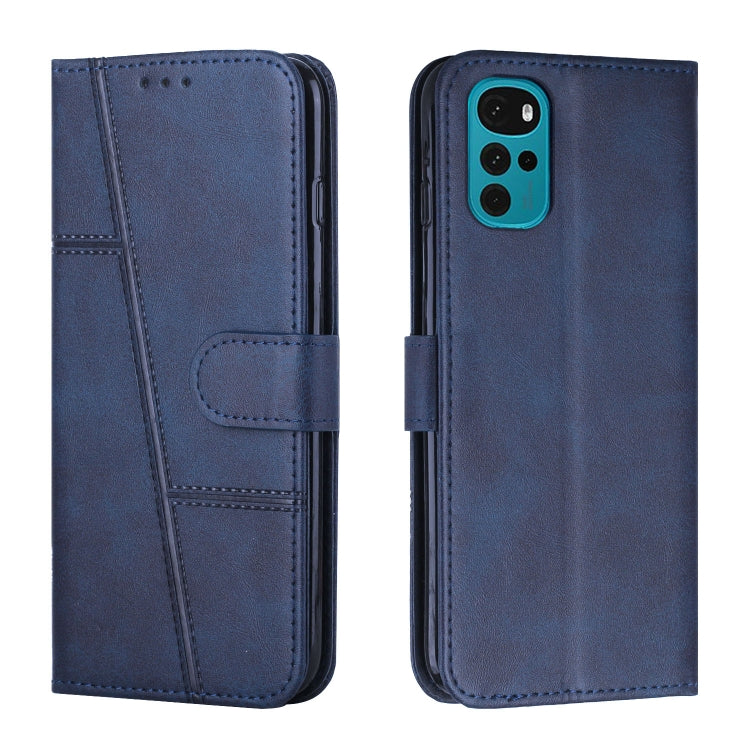 For Motorola Moto G22 Stitching Calf Texture Buckle Leather Phone Case