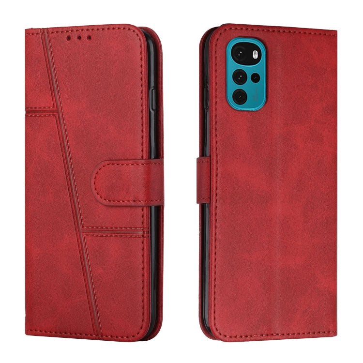 For Motorola Moto G22 Stitching Calf Texture Buckle Leather Phone Case