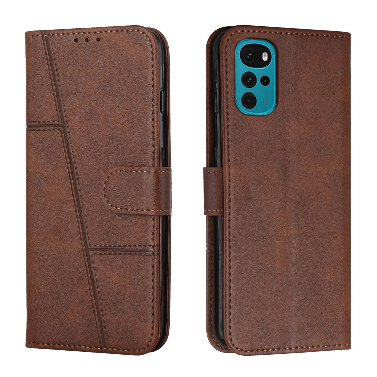 For Motorola Moto G22 Stitching Calf Texture Buckle Leather Phone Case