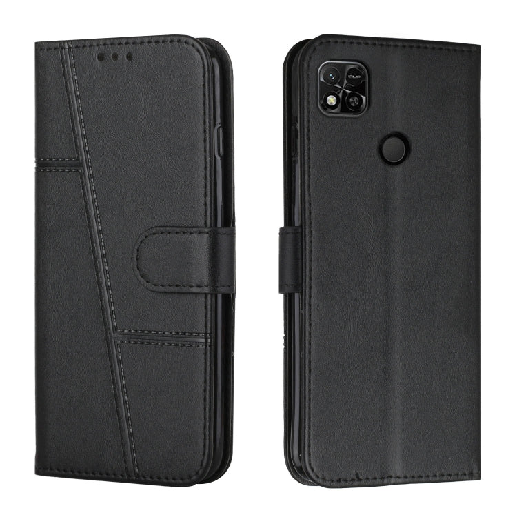 For Xiaomi Redmi 10A/Poco C31/Redmi 9C Stitching Calf Texture Buckle Leather Phone Case