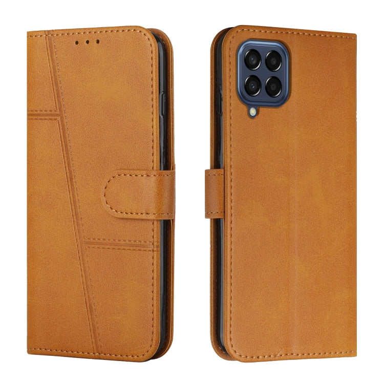 For Samsung Galaxy M53 Stitching Calf Texture Buckle Leather Phone Case