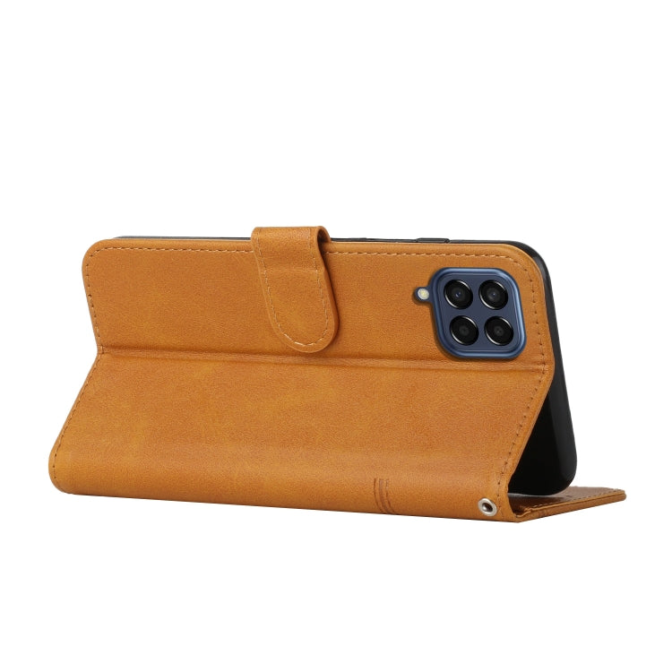 For Samsung Galaxy M53 Stitching Calf Texture Buckle Leather Phone Case