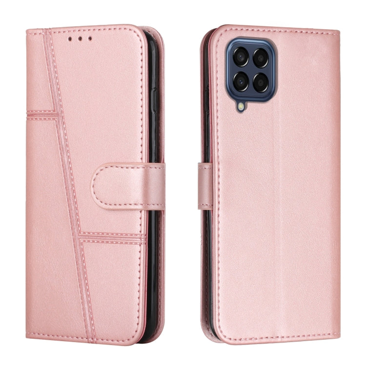 For Samsung Galaxy M53 Stitching Calf Texture Buckle Leather Phone Case