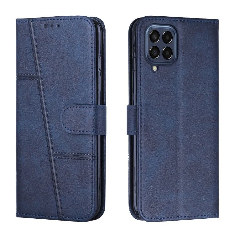 For Samsung Galaxy M53 Stitching Calf Texture Buckle Leather Phone Case