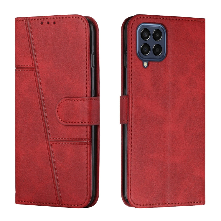 For Samsung Galaxy M53 Stitching Calf Texture Buckle Leather Phone Case