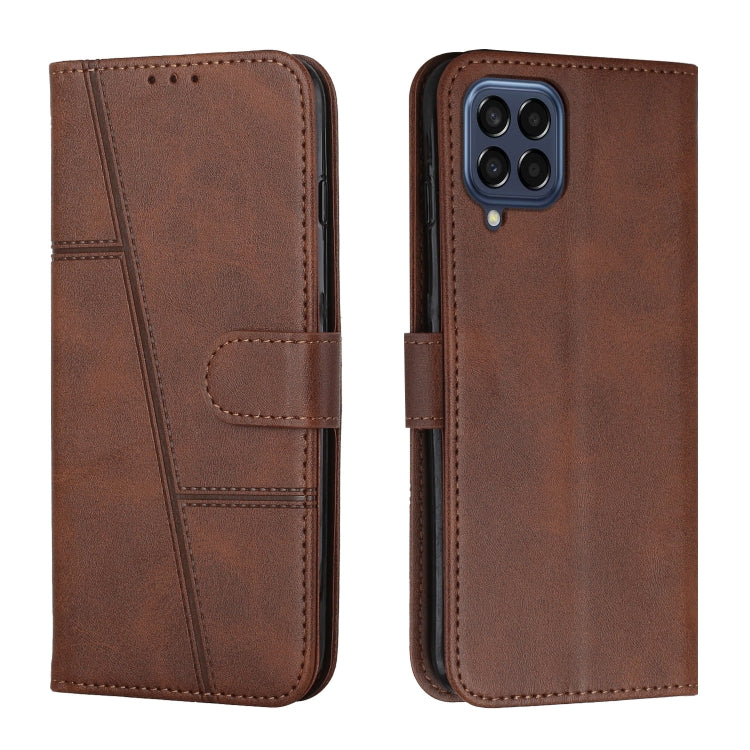 For Samsung Galaxy M53 Stitching Calf Texture Buckle Leather Phone Case