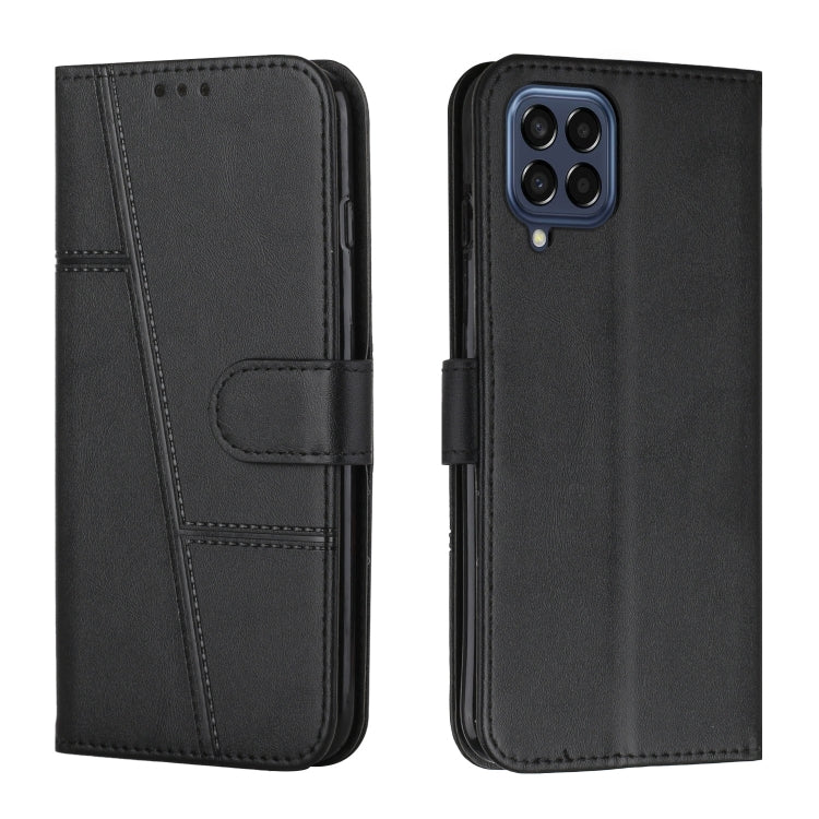 For Samsung Galaxy M53 Stitching Calf Texture Buckle Leather Phone Case