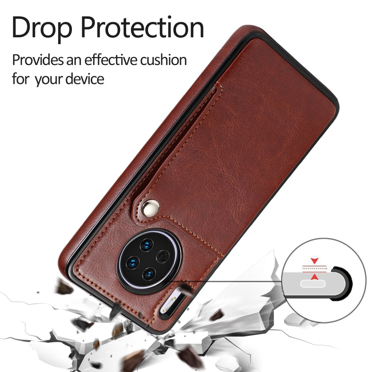 For Huawei Mate 30 Pure Color Oblique Card PU + TPU Phone Case