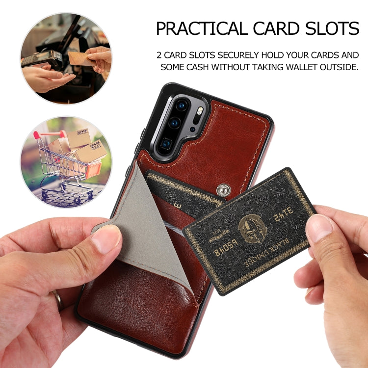 For Huawei P30 Pro Pure Color Oblique Card PU + TPU Phone Case