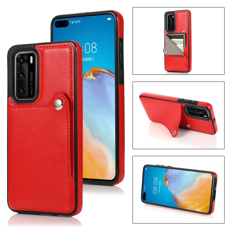 For Huawei P40 Pure Color Oblique Card PU + TPU Phone Case
