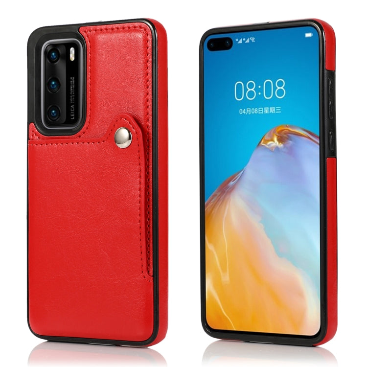 For Huawei P40 Pure Color Oblique Card PU + TPU Phone Case