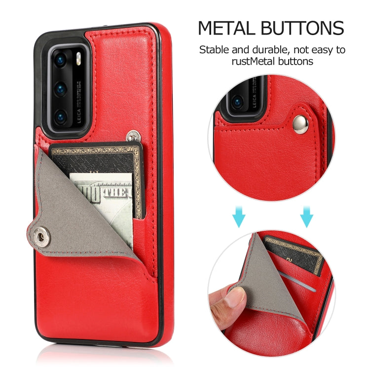 For Huawei P40 Pure Color Oblique Card PU + TPU Phone Case
