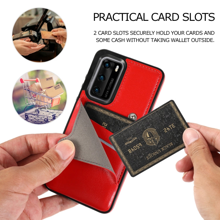 For Huawei P40 Pure Color Oblique Card PU + TPU Phone Case